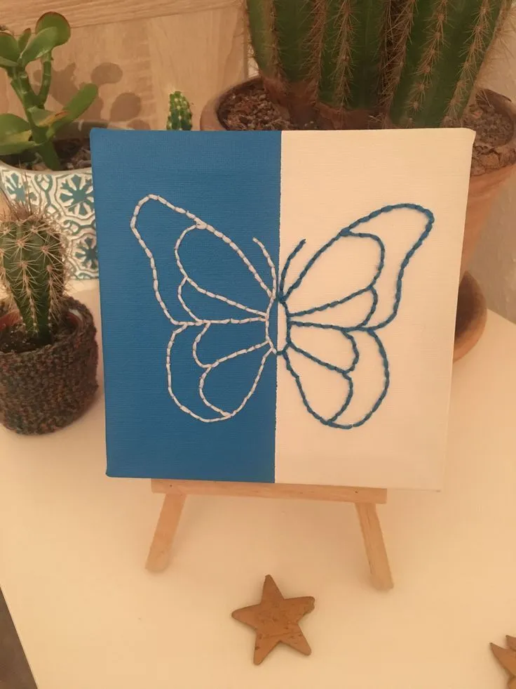 Canvas Painting with Embroidery