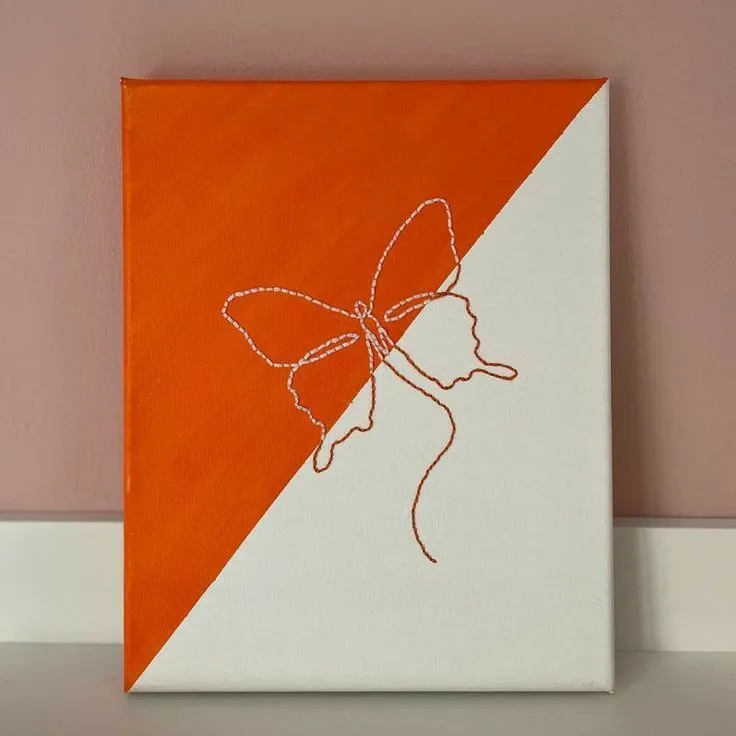 Canvas Painting with Embroidery